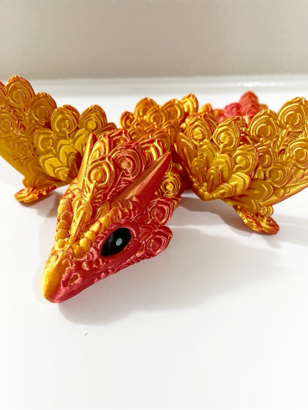 Peacock Dragon Red Gold‎ Silk PLA Articulated 12” Fantasy